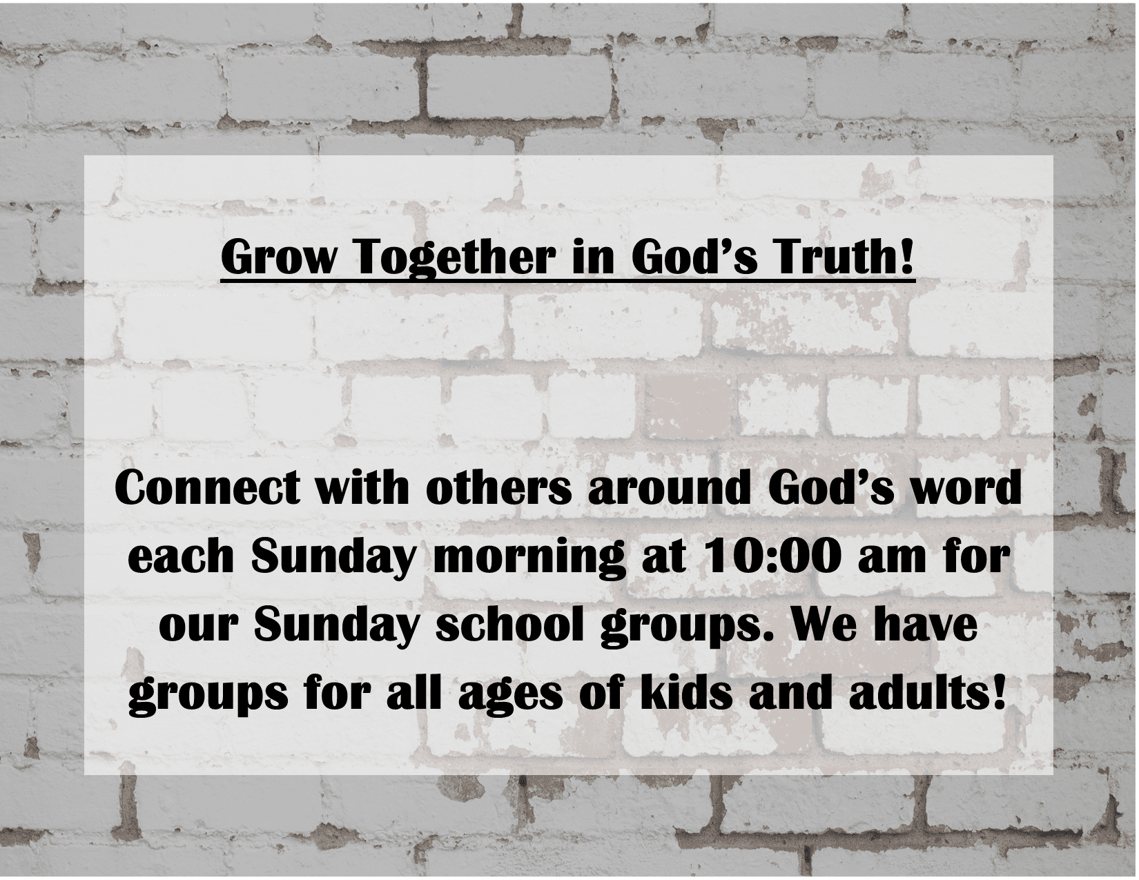 Connect with a Sunday School Group 2023